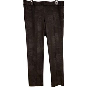 Calvin Klein Womens Black Textured Pull On Ponte Knit Pants Trouser Large Career